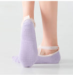 Lace Cross Strap Yoga Socks(3 pairs,random color)